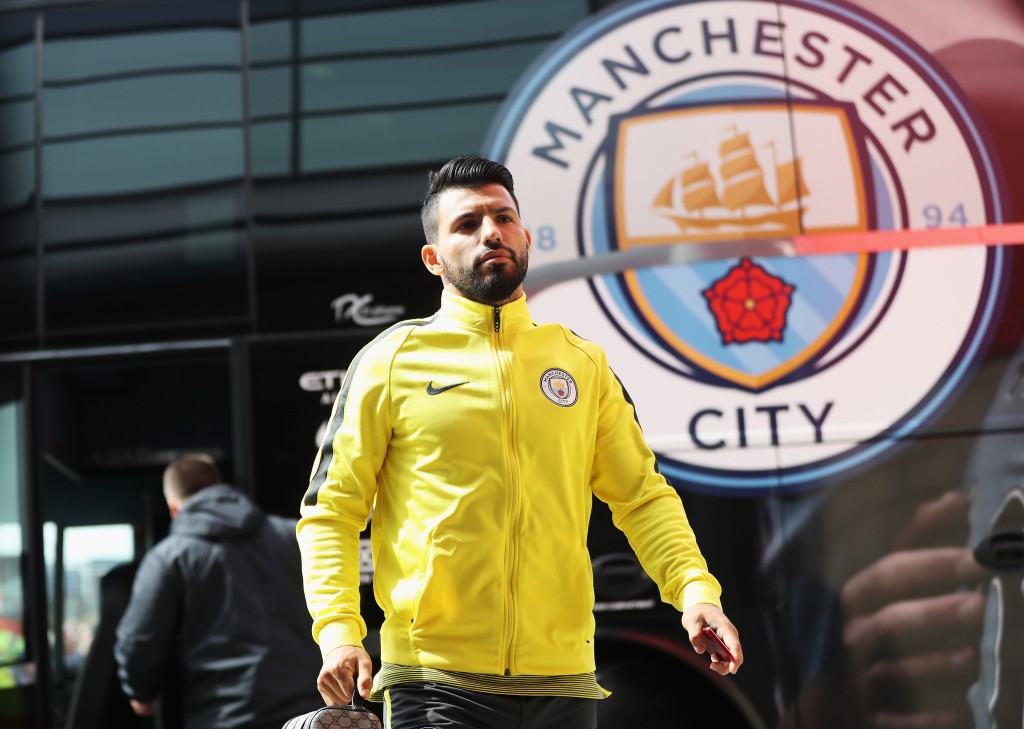 MIDDLESBROUGH, ENGLAND - APRIL 30: Sergio Aguero of Manchester City arrives at the stadium prior to the Premier League match between Middlesbrough and Manchester City at the Riverside Stadium on April 30, 2017 in Middlesbrough, England. (Photo by Ian MacNicol/Getty Images)