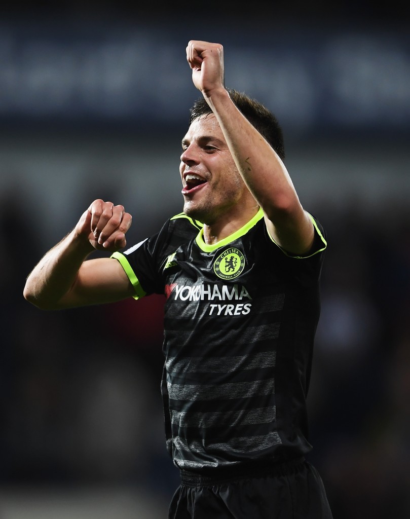 WEST BROMWICH, ENGLAND - MAY 12: Cesar Azpilicueta of Chelsea celebrates winning the leauge after the Premier League match between West Bromwich Albion and Chelsea at The Hawthorns on May 12, 2017 in West Bromwich, England. Chelsea are crowned champions after a 1-0 victory against West Bromwich Albion. (Photo by Laurence Griffiths/Getty Images)