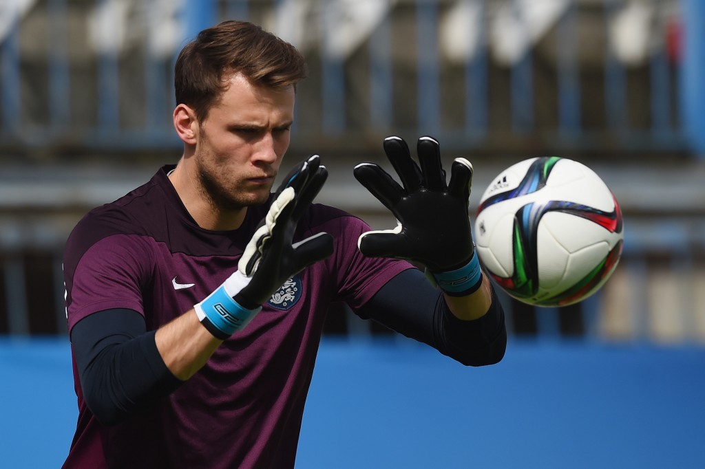 OLOMOUC, CZECH REPUBLIC - JUNE 20: Marcus Bettinelli in action during the England U21 training session and press conference on June 20, 2015 in Olomouc, Czech Republic. (Photo by Michael Regan/Getty Images)