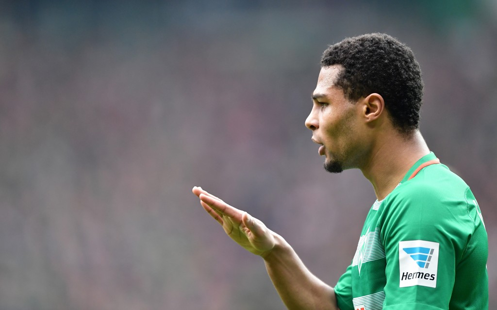 BREMEN, GERMANY - MARCH 04: Serge Gnabry of Bremen gestures during the Bundesliga match between Werder Bremen and SV Darmstadt 98 at Weserstadion on March 4, 2017 in Bremen, Germany. (Photo by Stuart Franklin/Bongarts/Getty Images)