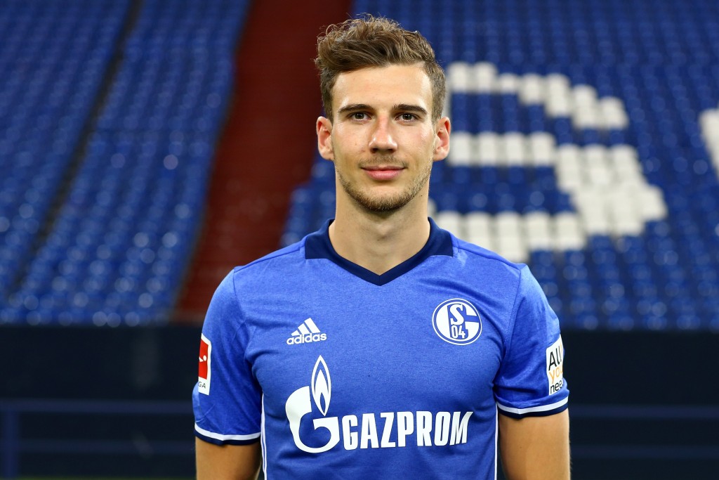 GELSENKIRCHEN, GERMANY - JULY 12: Leon Goretzka of FC Schalke 04 poses during the team presentation at Veltins Arena on July 12, 2017 in Gelsenkirchen, Germany. (Photo by Christof Koepsel/Bongarts/Getty Images)