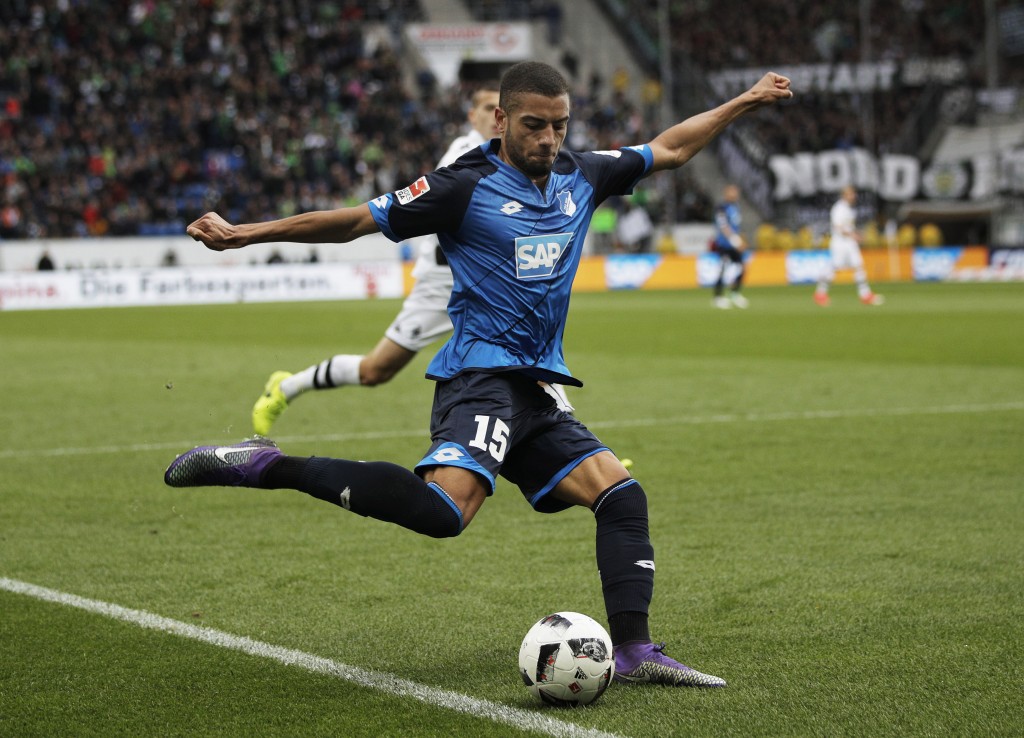 SINSHEIM, GERMANY - APRIL 15: Jeremy Toljan of 1899 Hoffenheim in action during the Bundesliga match between TSG 1899 Hoffenheim and Borussia Moenchengladbach at Wirsol Rhein-Neckar-Arena on April 15, 2017 in Sinsheim, Germany. (Photo by Adam Pretty/Bongarts/Getty Images)
