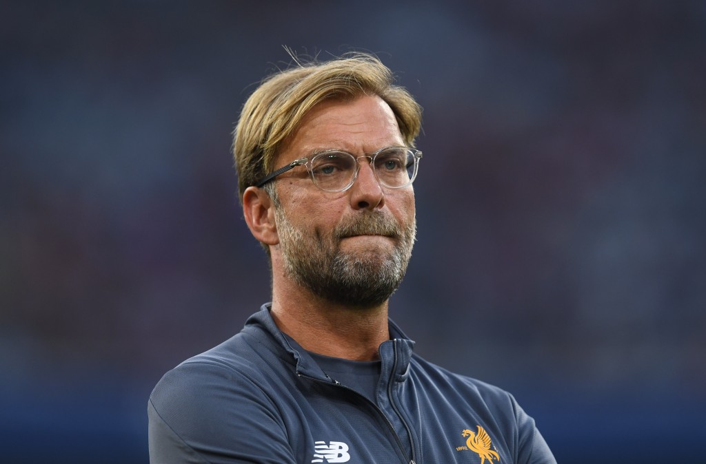 Liverpools German headcoach Juergen Klopp is pictured during the final Audi Cup football match between Atletico Madrid and FC Liverpool in the stadium in Munich, southern Germany, on August 2, 2017. / AFP PHOTO / Christof STACHE (Photo credit should read CHRISTOF STACHE/AFP/Getty Images)