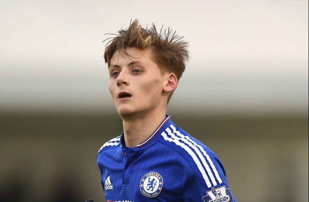 COBHAM, ENGLAND - MARCH 15: Kyle Scott of Chelsea looks on during the UEFA Youth League quarter final match between Chelsea and Ajax at Chelsea Training Ground on March 15, 2016 in Cobham, England. (Photo by Tom Dulat/Getty Images).