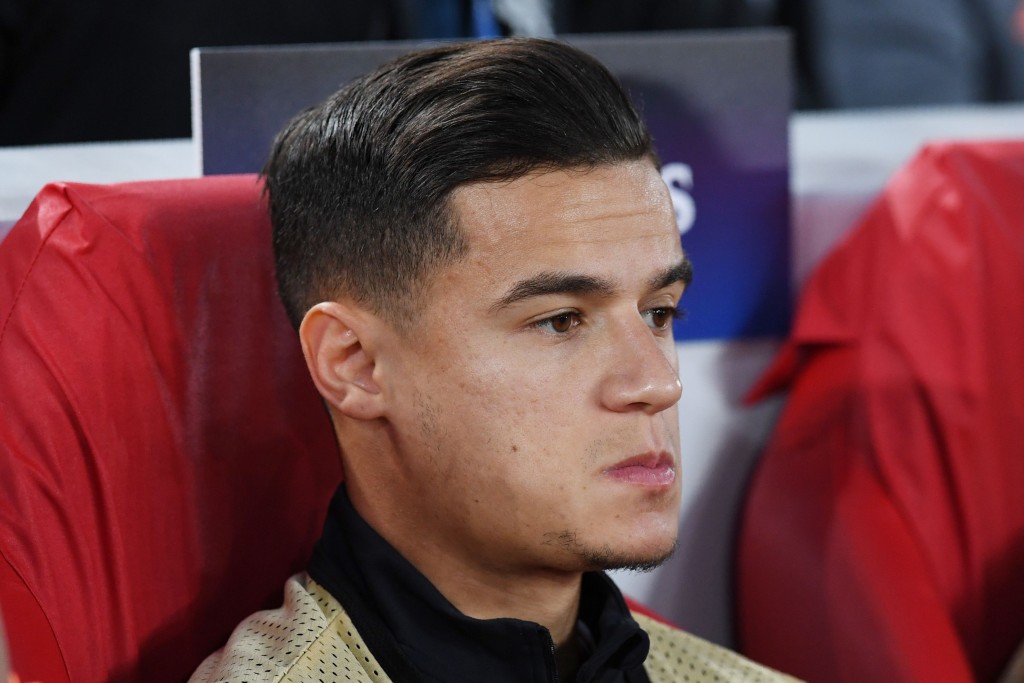 Liverpool's Brazilian midfielder Philippe Coutinho looks on before the UEFA Champions League Group E football match between Liverpool and Sevilla at Anfield in Liverpool, north-west England on September 13, 2017. / AFP PHOTO / Paul ELLIS (Photo credit should read PAUL ELLIS/AFP/Getty Images)