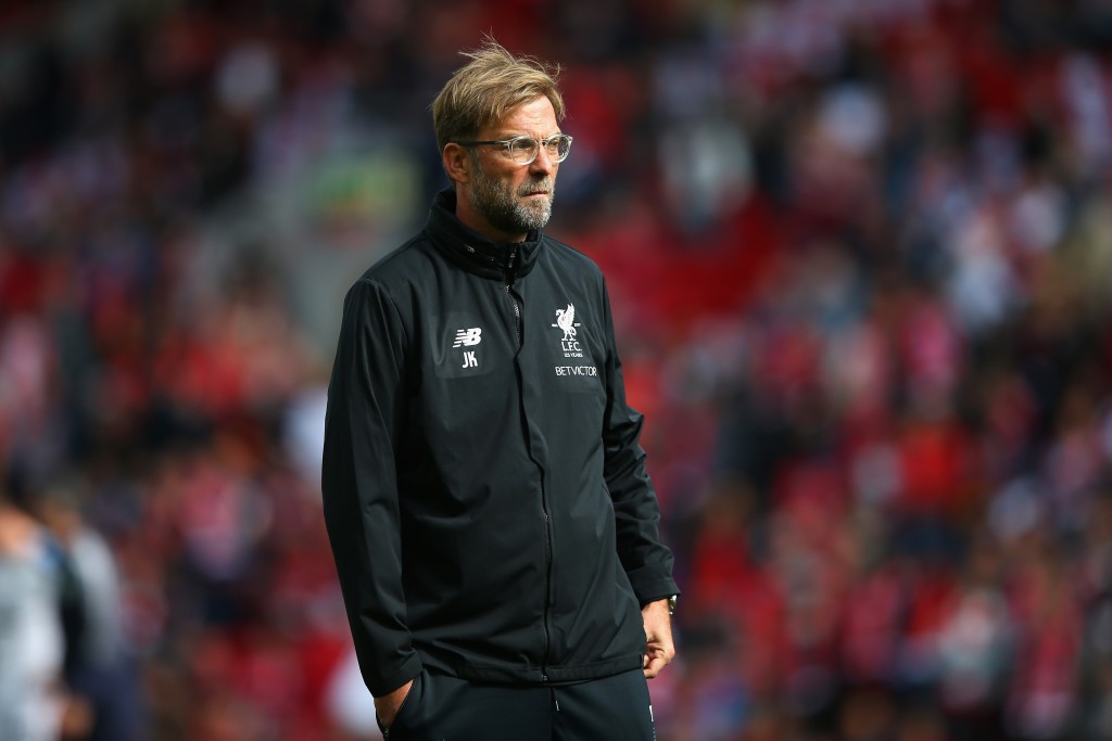 LIVERPOOL, ENGLAND - SEPTEMBER 16: Jurgen Klopp, Manager of Liverpool looks on prior to the Premier League match between Liverpool and Burnley at Anfield on September 16, 2017 in Liverpool, England. (Photo by Alex Livesey/Getty Images)
