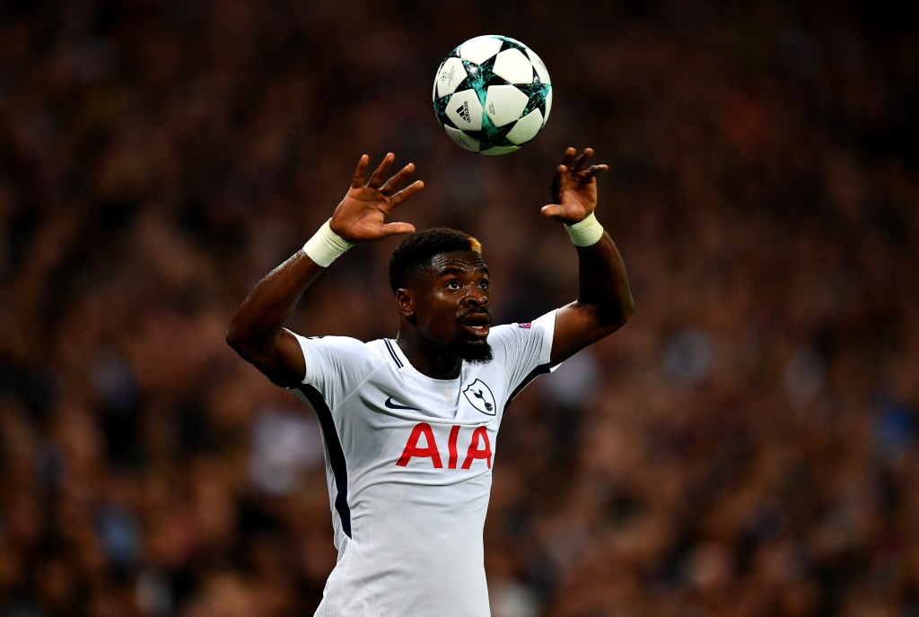 LONDON, ENGLAND - SEPTEMBER 13: Serge Aurier of Tottenham Hotspur takes a throw in during the UEFA Champions League group H match between Tottenham Hotspur and Borussia Dortmund at Wembley Stadium on September 13, 2017 in London, United Kingdom. (Photo by Dan Mullan/Getty Images)