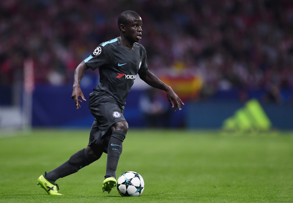 MADRID, SPAIN - SEPTEMBER 27: N'Golo Kante of Chelsea in action during the UEFA Champions League group C match between Atletico Madrid and Chelsea FC at Estadio Wanda Metropolitano on September 27, 2017 in Madrid, Spain. (Photo by David Ramos/Getty Images)