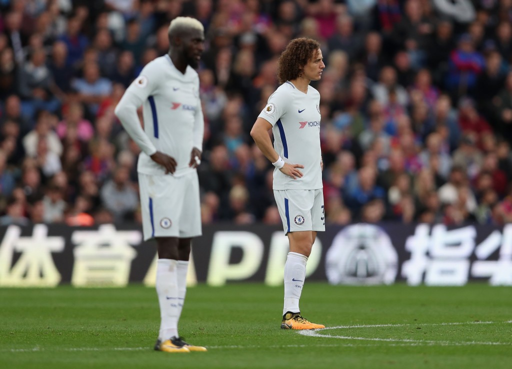LONDON, ENGLAND - OCTOBER 14: Tiemoue Bakayoko and David Luiz of Chelsea look dejected during the Premier League match between Crystal Palace and Chelsea at Selhurst Park on October 14, 2017 in London, England. (Photo by Dan Istitene/Getty Images)