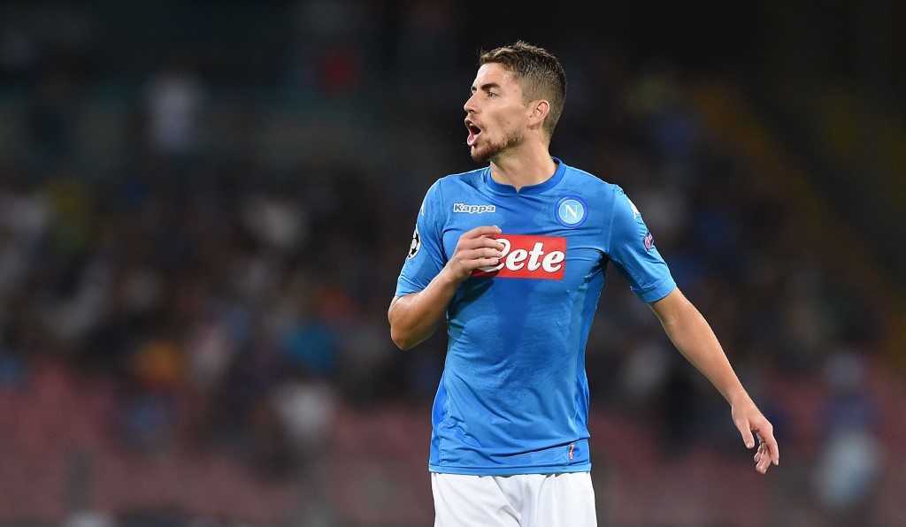 NAPLES, ITALY - AUGUST 16: Jorginho of SSC Napoli in action during the UEFA Champions League Qualifying Play-Offs Round First Leg match between SSC Napoli and OGC Nice at Stadio San Paolo on August 16, 2017 in Naples, Italy. (Photo by Francesco Pecoraro/Getty Images)