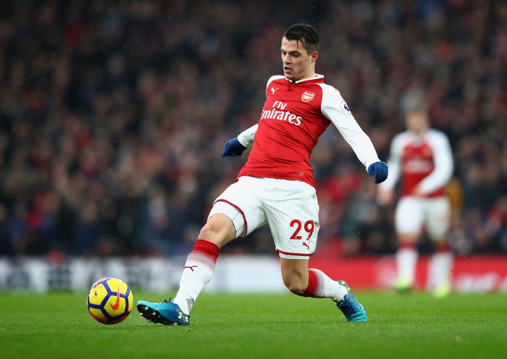 LONDON, ENGLAND - JANUARY 20: Granit Xhaka of Arsenal in action during the Premier League match between Arsenal and Crystal Palace at Emirates Stadium on January 20, 2018 in London, England. (Photo by Clive Mason/Getty Images)