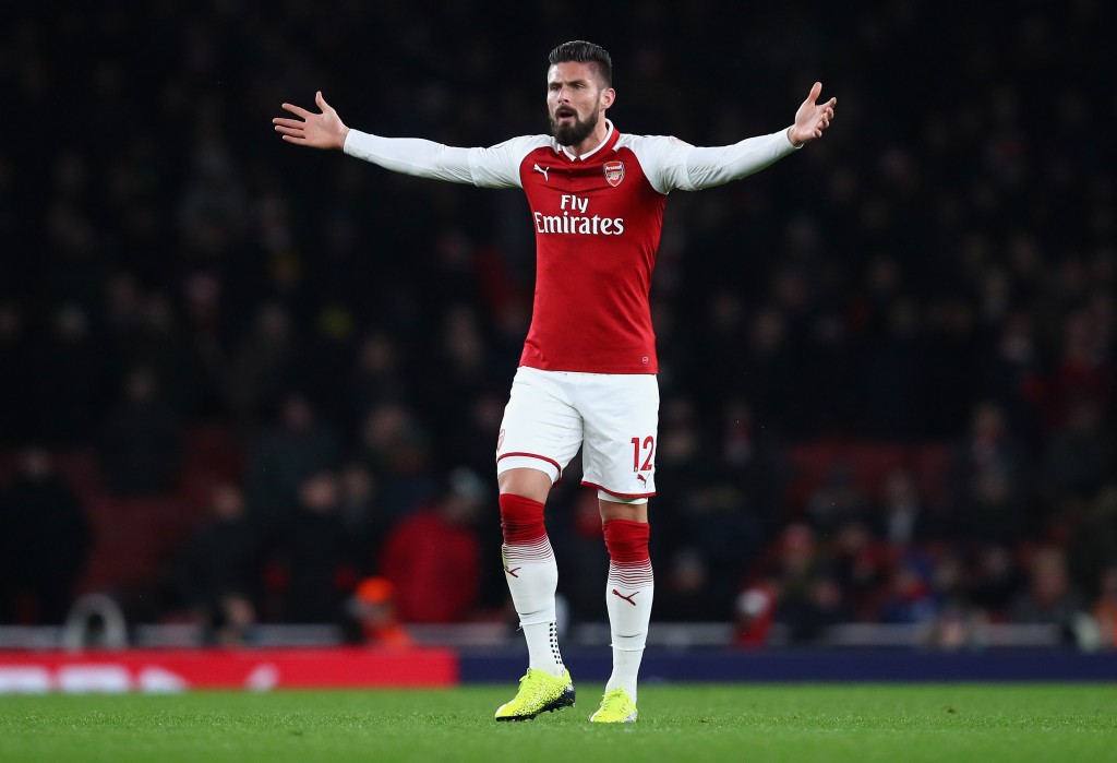 LONDON, ENGLAND - DECEMBER 16: Olivier Giroud of Arsenal reacts during the Premier League match between Arsenal and Newcastle United at Emirates Stadium on December 16, 2017 in London, England. (Photo by Julian Finney/Getty Images)