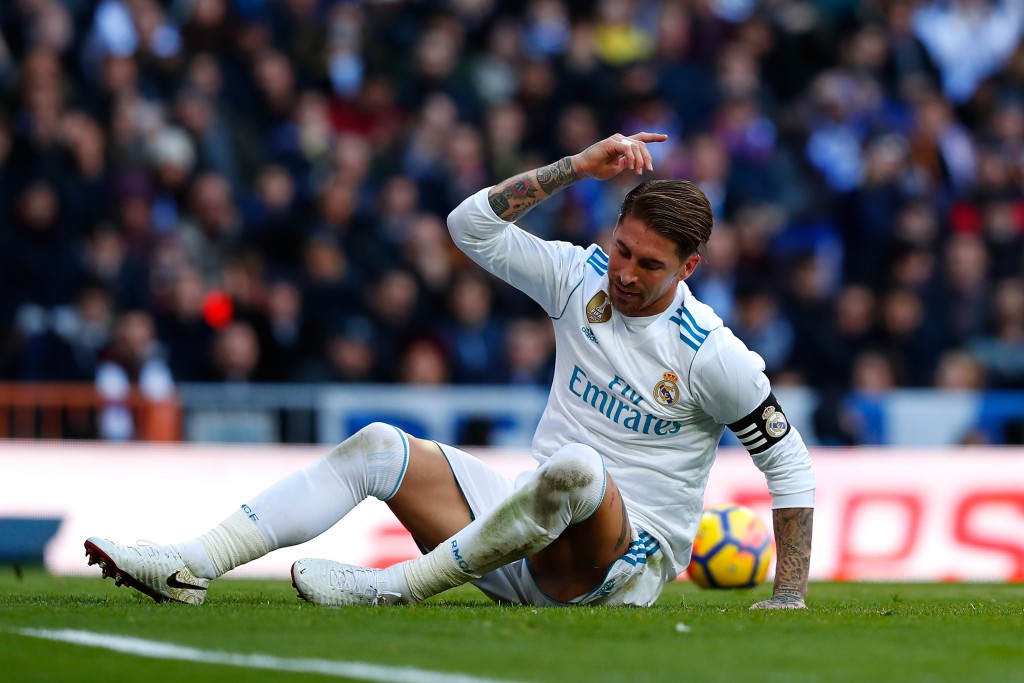 MADRID, SPAIN - DECEMBER 23: Sergio Ramos of Real Madrid reacts during the La Liga match between Real Madrid and Barcelona at Estadio Santiago Bernabeu on December 23, 2017 in Madrid, Spain. (Photo by Gonzalo Arroyo Moreno/Getty Images)