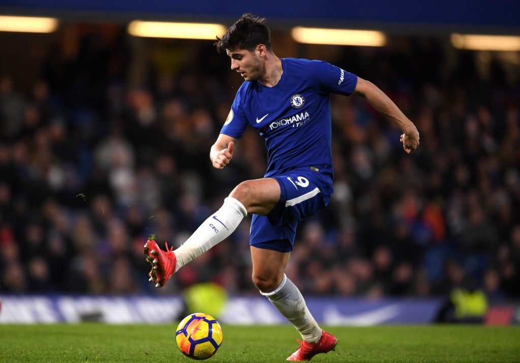 LONDON, ENGLAND - FEBRUARY 12: Alvaro Morata of Chelsea runs with the ball during the Premier League match between Chelsea and West Bromwich Albion at Stamford Bridge on February 12, 2018 in London, England. (Photo by Mike Hewitt/Getty Images)