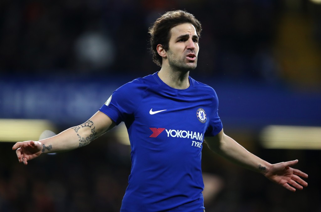 LONDON, ENGLAND - FEBRUARY 12: Cesc Fabregas of Chelsea reacts during the Premier League match between Chelsea and West Bromwich Albion at Stamford Bridge on February 12, 2018 in London, England. (Photo by Julian Finney/Getty Images)