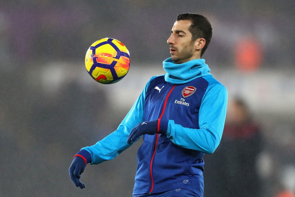 SWANSEA, WALES - JANUARY 30: Henrikh Mkhitaryan of Arsenal warms up prior to the Premier League match between Swansea City and Arsenal at Liberty Stadium on January 30, 2018 in Swansea, Wales. (Photo by Michael Steele/Getty Images)