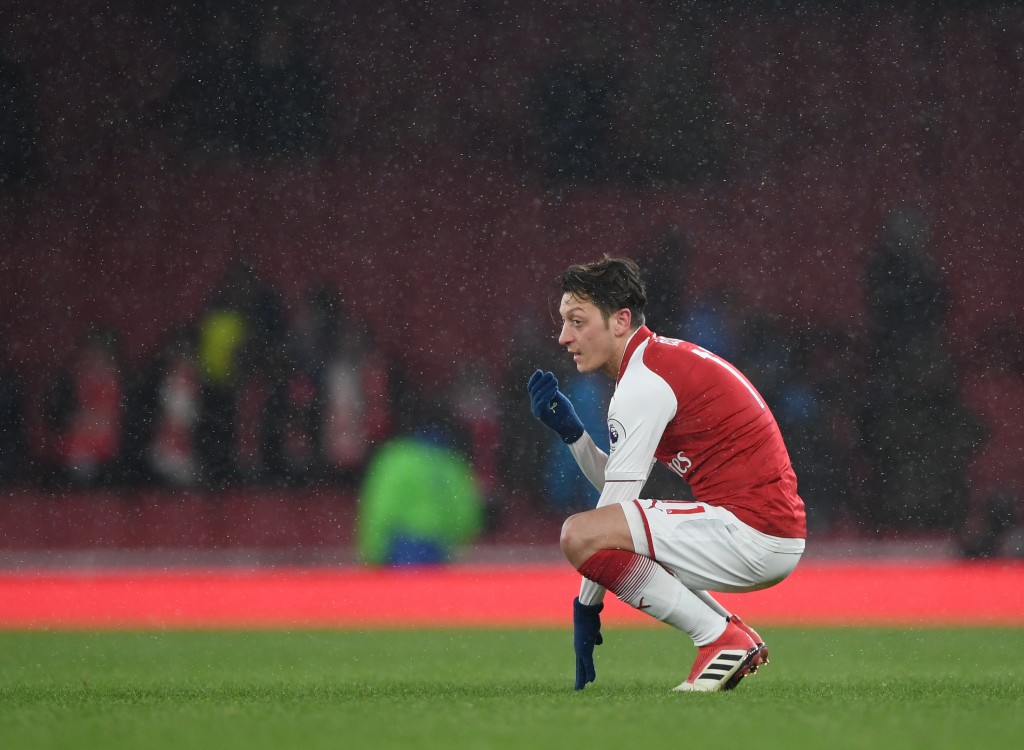 LONDON, ENGLAND - MARCH 01: Mesut Ozil of Arsenal shows his frustrationafter defeat in the Premier League match between Arsenal and Manchester City at Emirates Stadium on March 1, 2018 in London, England. (Photo by Shaun Botterill/Getty Images)