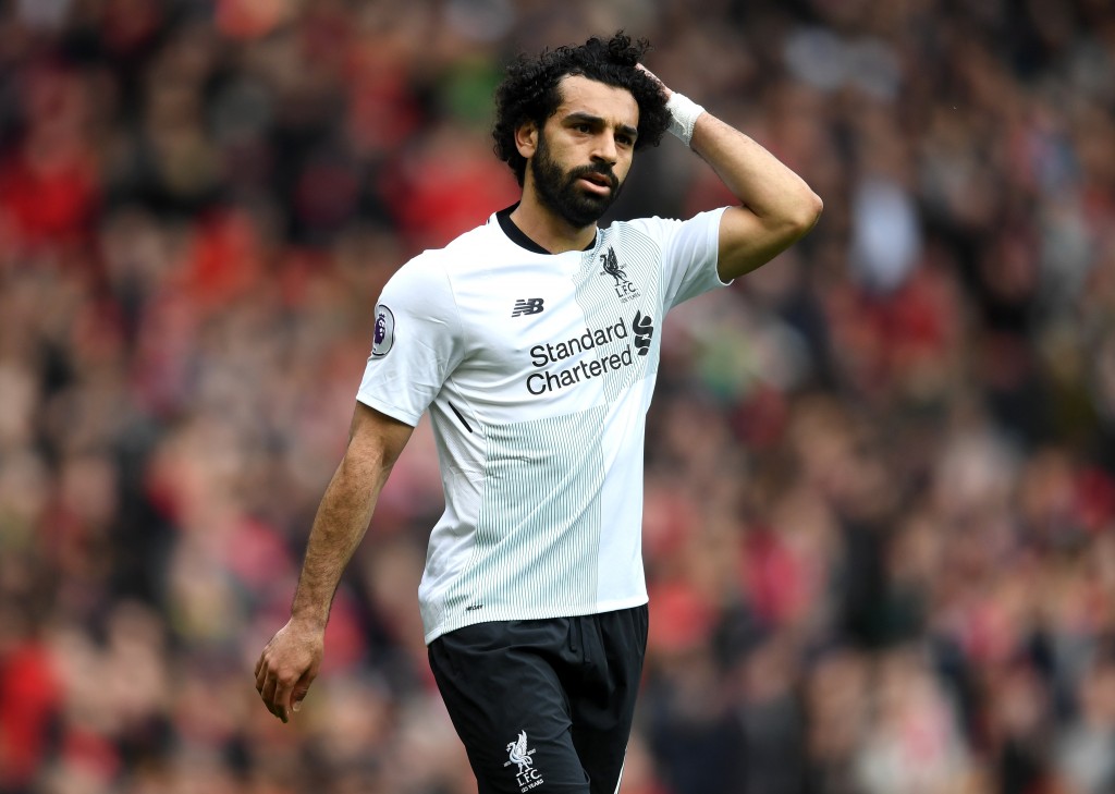 MANCHESTER, ENGLAND - MARCH 10: Mohamed Salah of Liverpool reacts during the Premier League match between Manchester United and Liverpool at Old Trafford on March 10, 2018 in Manchester, England. (Photo by Michael Regan/Getty Images)