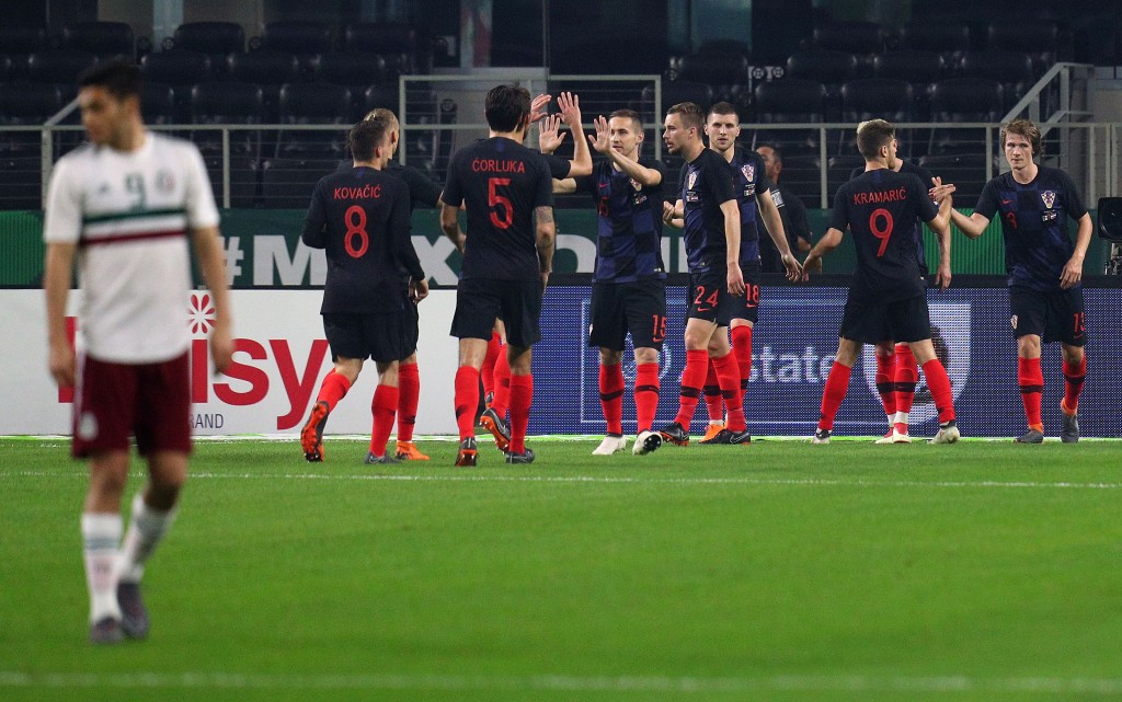 Crotian players celebrate Rakitic's goal against Mexico (Photo by Richard Rodriguez/Getty Images)