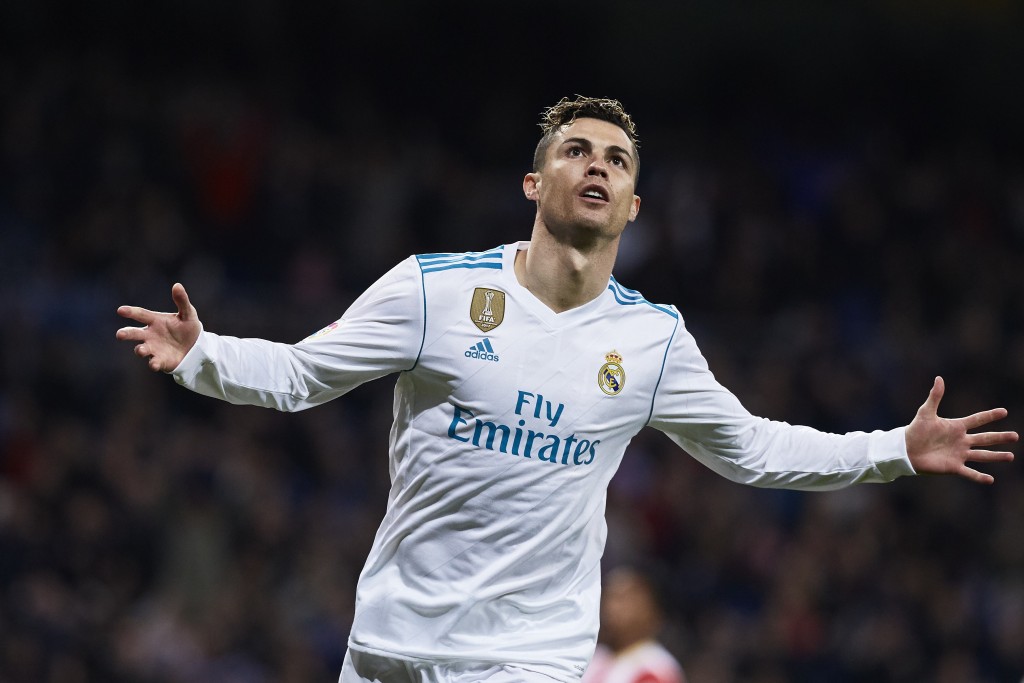MADRID, SPAIN - MARCH 18: Cristiano Ronaldo of Real Madrid CF celebrates scoring their second goal during the La Liga match between Real Madrid CF and Girona FC at Estadio Santiago Bernabeu on March 18, 2018 in Madrid, Spain. (Photo by Gonzalo Arroyo Moreno/Getty Images)