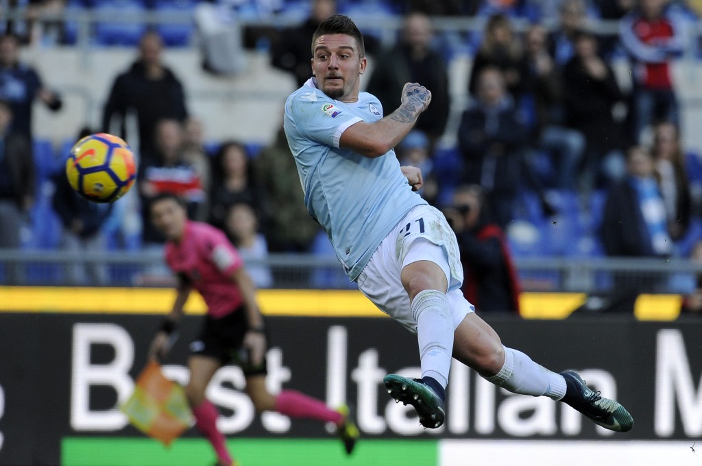 ROME, ROMA - JANUARY 21: Sergej Milinkovic Savic of SS Lazio scores the third goal during the Serie A match between SS Lazio and AC Chievo Verona at Stadio Olimpico on January 21, 2018 in Rome, Italy. (Photo by Marco Rosi/Getty Images)