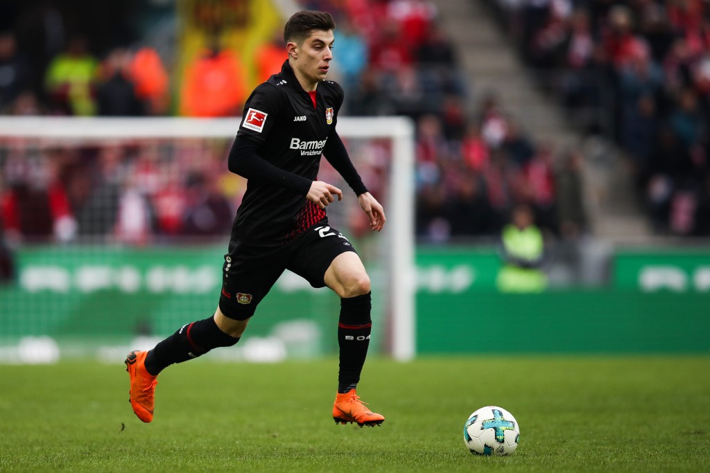 COLOGNE, GERMANY - MARCH 18: Kai Havertz #29 of Bayer Leverkusen controls the ball during the Bundesliga match between 1. FC Koeln and Bayer 04 Leverkusen at RheinEnergieStadion on March 18, 2018 in Cologne, Germany. (Photo by Maja Hitij/Bongarts/Getty Images)