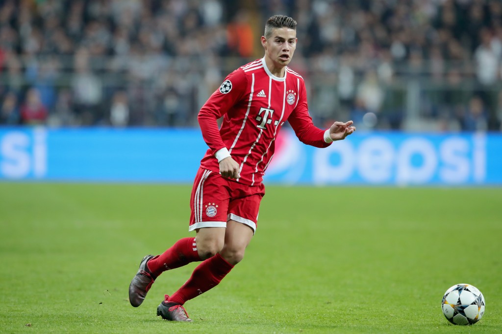 ISTANBUL, TURKEY - MARCH 14: James Rodríguez of FC Bayern Muenchen runs with the ball during the UEFA Champions League Round of 16 Second Leg match Besiktas and Bayern Muenchen at Vodafone Park on March 14, 2018 in Istanbul, Turkey. (Photo by Alexander Hassenstein/Bongarts/Getty Images)