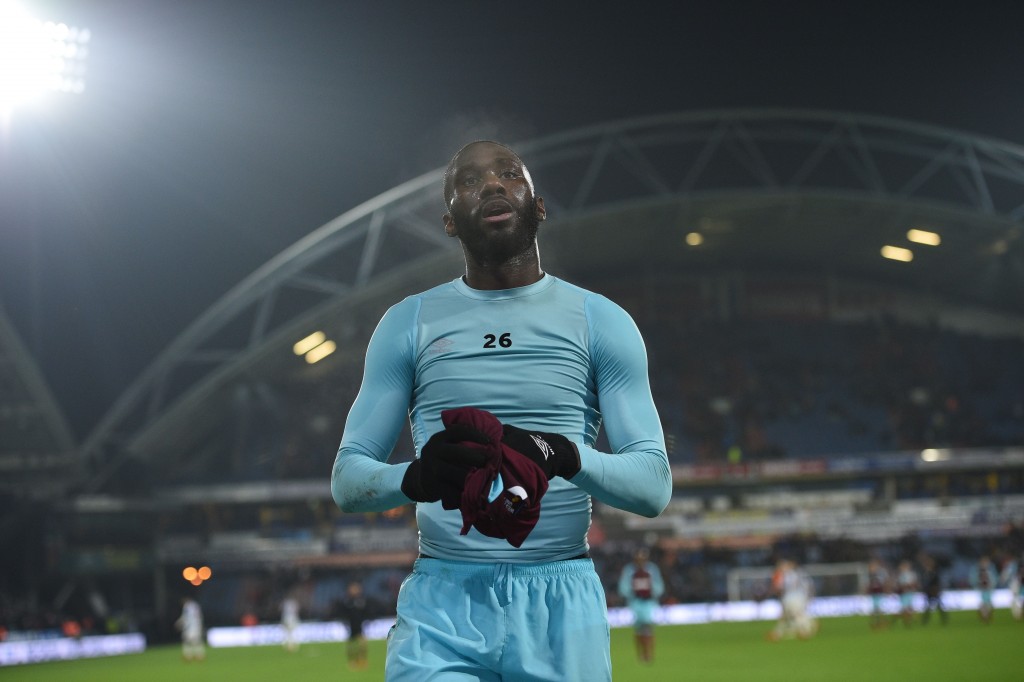 West Ham United's French defender Arthur Masuaku throws his shirt into the crowd after the final whistle during the English Premier League football match between Huddersfield Town and West Ham United at the John Smith's stadium in Huddersfield, northern England on January 13, 2018. / AFP PHOTO / Oli SCARFF / RESTRICTED TO EDITORIAL USE. No use with unauthorized audio, video, data, fixture lists, club/league logos or 'live' services. Online in-match use limited to 75 images, no video emulation. No use in betting, games or single club/league/player publications. / (Photo credit should read OLI SCARFF/AFP/Getty Images)
