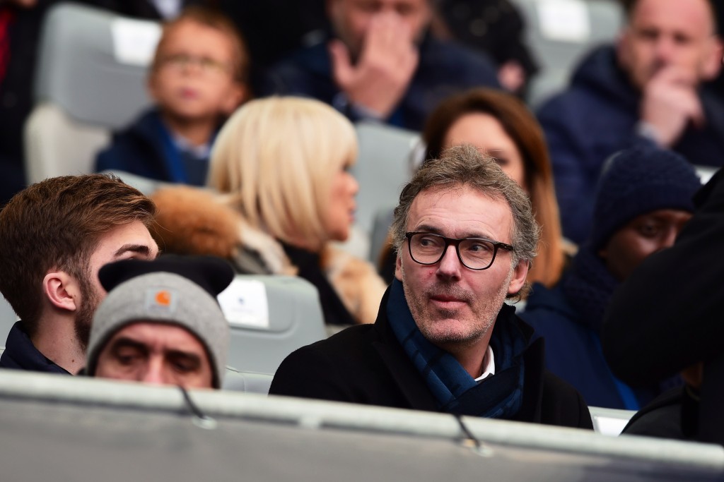 Paris Saint-Germain's and Bordeaux's former head coach Laurent Blanc looks on from the stands as he attends the French L1 football match between Bordeaux (FCGB) and Rennes (SRFC) on March 17, 2018, at the Matmut Atlantique Stadium in Bordeaux, southwestern France. / AFP PHOTO / NICOLAS TUCAT (Photo credit should read NICOLAS TUCAT/AFP/Getty Images)