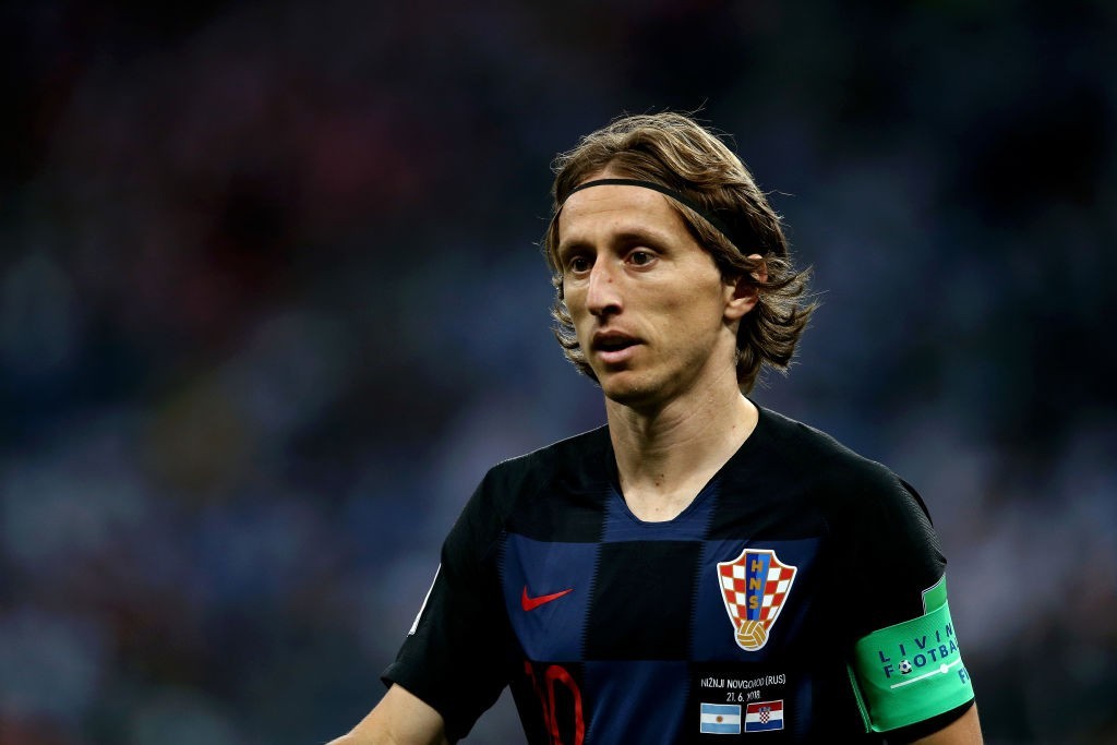 NIZHNY NOVGOROD, RUSSIA - JUNE 21: Luka Modric of Croatia looks on during the 2018 FIFA World Cup Russia group D match between Argentina and Croatia at Nizhny Novgorod Stadium on June 21, 2018 in Nizhny Novgorod, Russia. (Photo by Jan Kruger/Getty Images)