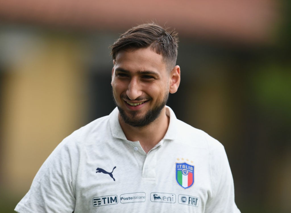 FLORENCE, ITALY - MAY 30: Gianluigi Donnarumma of Italy looks on prior to the training session at Centro Tecnico Federale di Coverciano on May 30, 2018 in Florence, Italy. (Photo by Claudio Villa/Getty Images)