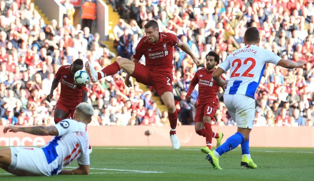 Assertive display from Milner (Photo by LINDSEY PARNABY/AFP/Getty Images)