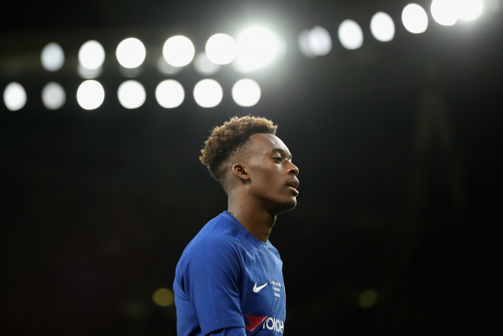 LONDON, ENGLAND - APRIL 30: Callum Hudson-Odoi of Chelsea looks on during the FA Youth Cup Final, second leg match between Arsenal and Chelsea at Emirates Stadium on April 30, 2018 in London, England. (Photo by Linnea Rheborg/Getty Images)