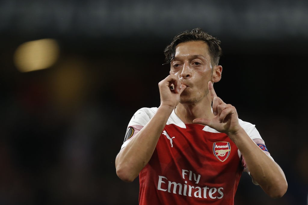 Ozil came off the bench to score Arsenal's fourth goal against Vorskla. (Photo courtesy: AFP/Getty)