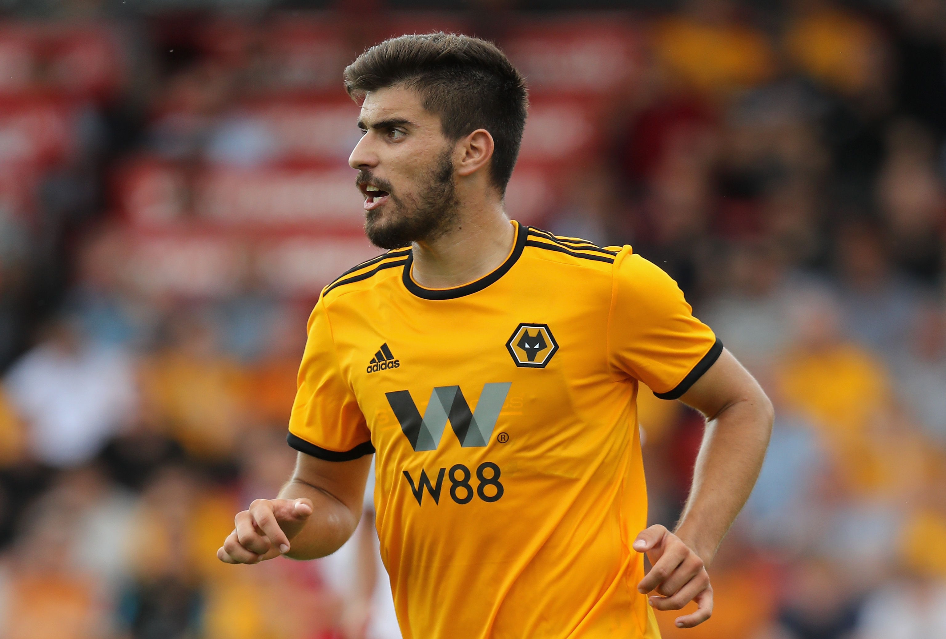 WALSALL, ENGLAND - JULY 19: Ruben Neves of Wolverhampton Wanderers looks on during the pre seaon friendly match between Wolverhampton Wanderers and Ajax at the Banks' Stadium on July 19, 2018 in Walsall, England. (Photo by David Rogers/Getty Images)