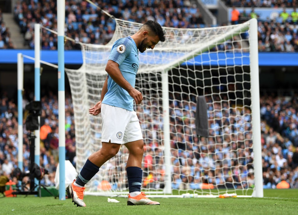 Sergio Aguero might miss the clash against Lyon after suffering a knock last weekend. (Photo courtesy: AFP/Getty)