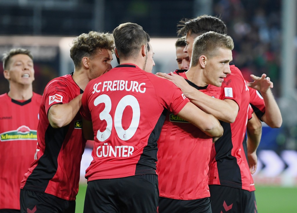 A collective performance from Freiburg. (Photo by Matthias Hangst/Bongarts/Getty Images)