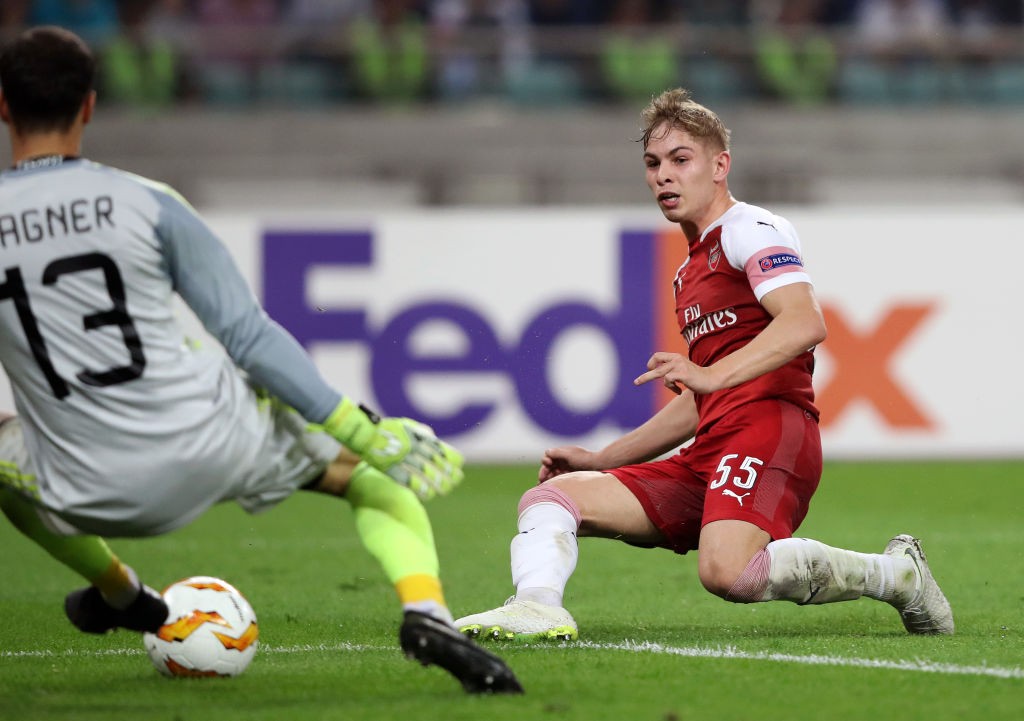 Emile Smith Rowe finishes off a pass from Iwobi to score his first senior goal. (Photo Courtesy: AFP/Getty)