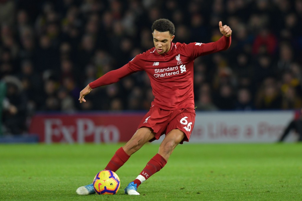 Alexander-Arnold scored from a sensational free-kick (Photo by OLLY GREENWOOD/AFP/Getty Images)