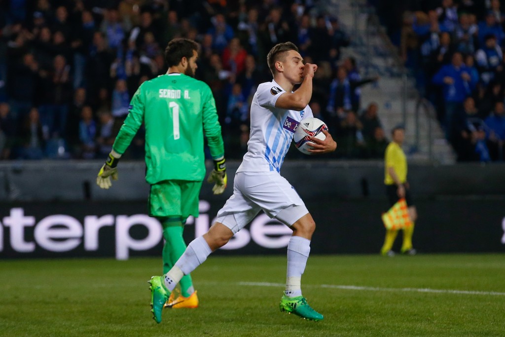Set to celebrate a move to Arsenal? (Photo by Bruno Fahy/AFP/Getty Images)