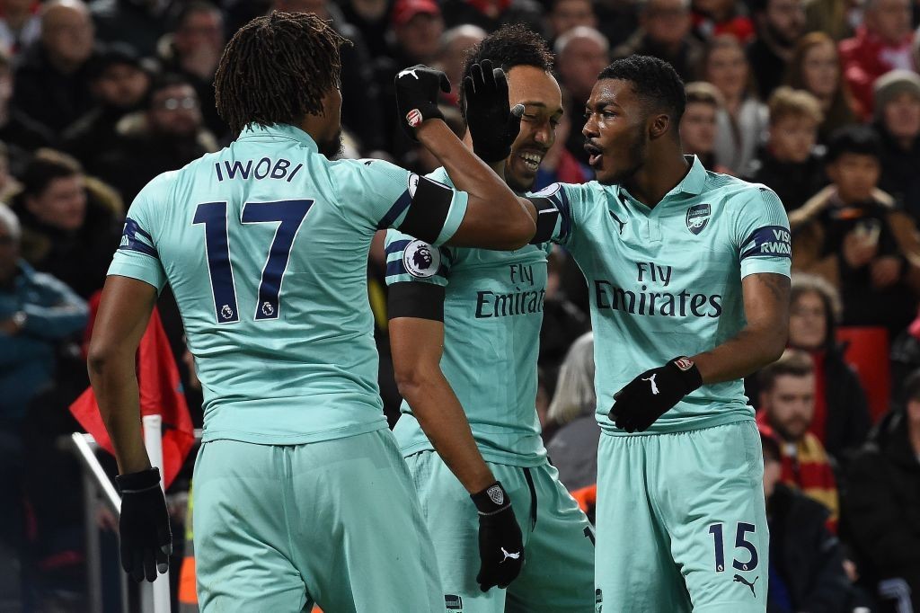 Iwobi and Maitland-Niles were Arsenal's brightest performers on the evening. (Photo by Paul Ellis/AFP/Getty Images)