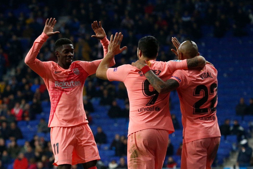 Dembele and Suarez shine (Photo by PAU BARRENA/AFP/Getty Images)
