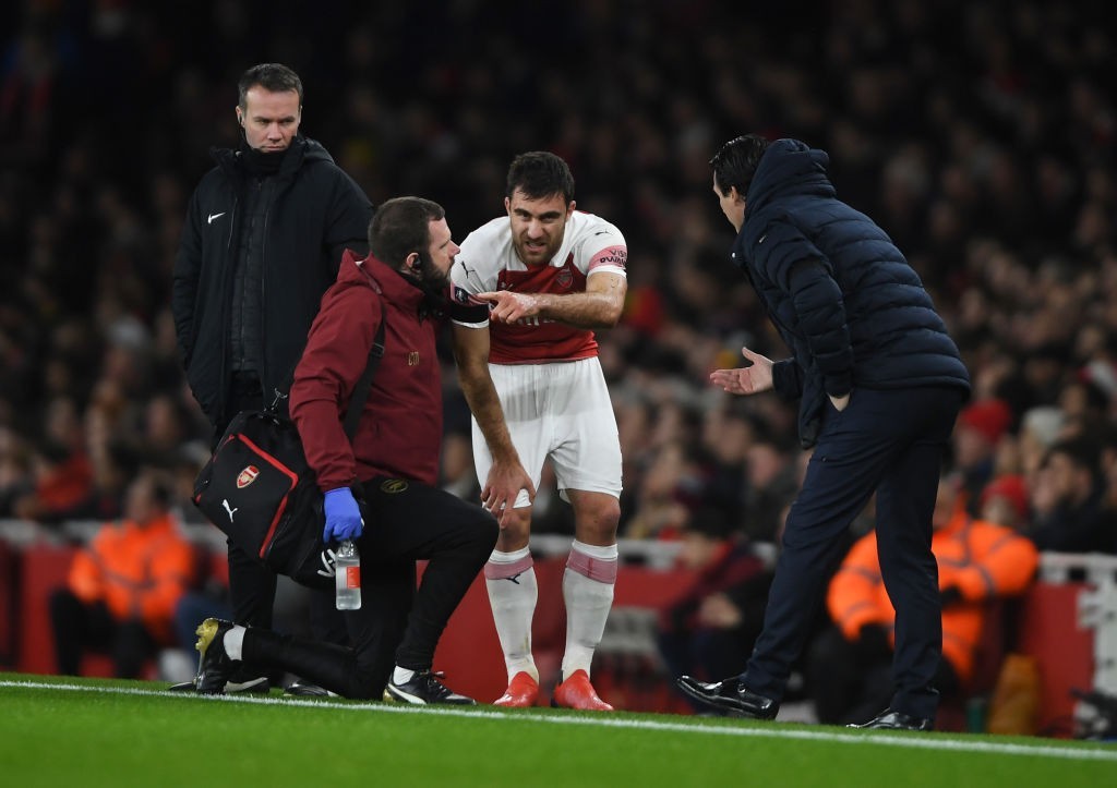 Sokratis is ruled out for a month with an ankle injury. (Photo by Mike Hewitt/Getty Images)