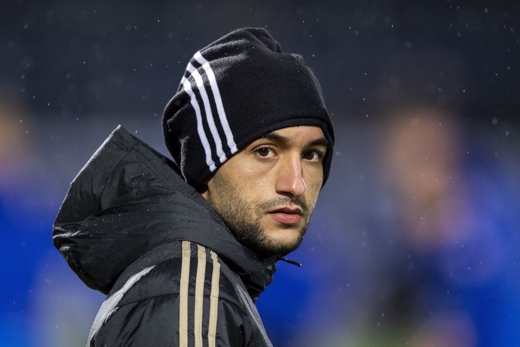 Ajax' Hakim Ziyech looks on prior to the Dutch Eredivisie football match between PEC Zwolle and Ajax Amsterdam in Zwolle, The Netherlands, on December 8, 2018. (Photo by Jasper RUHE / ANP / AFP) / Netherlands OUT (Photo credit should read JASPER RUHE/AFP/Getty Images)