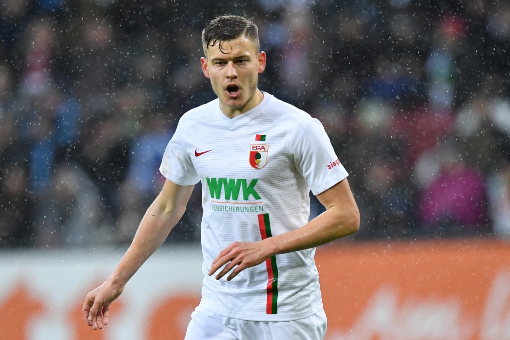 AUGSBURG, GERMANY - DECEMBER 23: Alfred Finnbogason of Augsburg looks on during the Bundesliga match between FC Augsburg and VfL Wolfsburg at WWK-Arena on December 23, 2018 in Augsburg, Germany. (Photo by Sebastian Widmann/Bongarts/Getty Images)