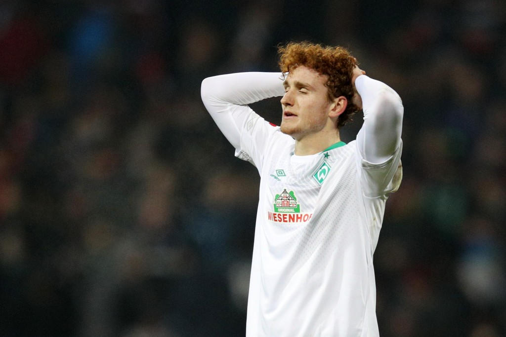 NUREMBERG, GERMANY - FEBRUARY 02: Josh Sargent of Werder Bremen reacts following a draw in the Bundesliga match between 1. FC Nuernberg and SV Werder Bremen at Max-Morlock-Stadion on February 2, 2019 in Nuremberg, Germany. (Photo by Adam Pretty/Bongarts/Getty Images)