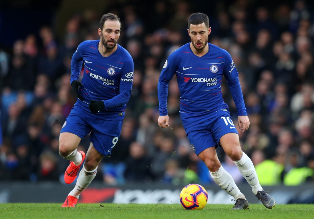 Higuain will need to take the burden off Eden Hazard's shoulders on Sunday. (Photo by Catherine Ivill/Getty Images)