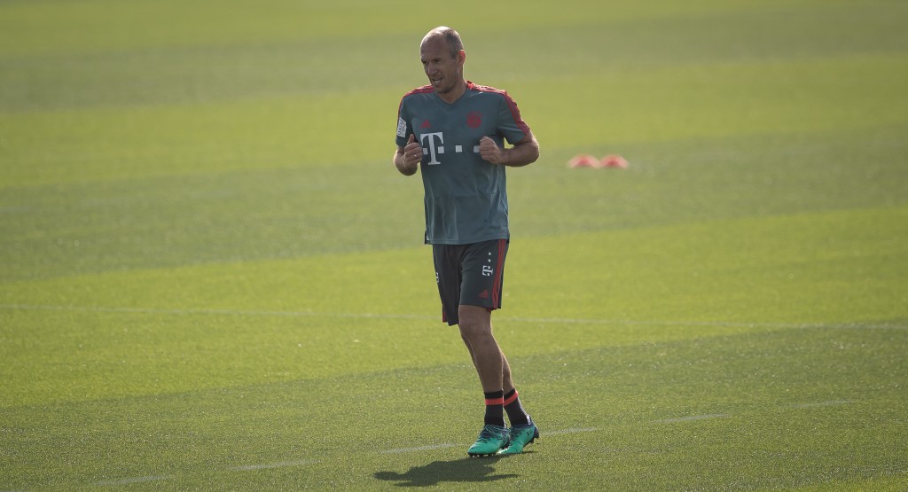 DOHA, QATAR - JANUARY 09: Arjen Robben is seen during a training session at day six of the Bayern Muenchen training camp at Aspire Academy on January 07, 2019 in Doha, Qatar. (Photo by Lars Baron/Bongarts/Getty Images)