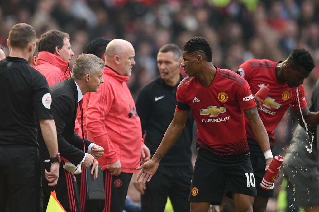 Marcus Rashford is fit and available after struggling with an ankle complaint over the past week. (Photo by Oli Scarff/AFP/Getty Images)