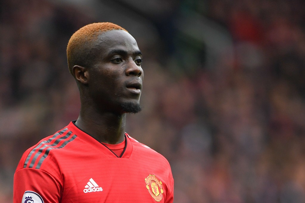 Manchester United's Ivorian defender Eric Bailly plays during the English Premier League football match between Manchester United and Chelsea at Old Trafford in Manchester, north west England, on April 28, 2019. (Photo by Paul ELLIS / AFP) / RESTRICTED TO EDITORIAL USE. No use with unauthorized audio, video, data, fixture lists, club/league logos or 'live' services. Online in-match use limited to 120 images. An additional 40 images may be used in extra time. No video emulation. Social media in-match use limited to 120 images. An additional 40 images may be used in extra time. No use in betting publications, games or single club/league/player publications. / (Photo credit should read PAUL ELLIS/AFP/Getty Images)